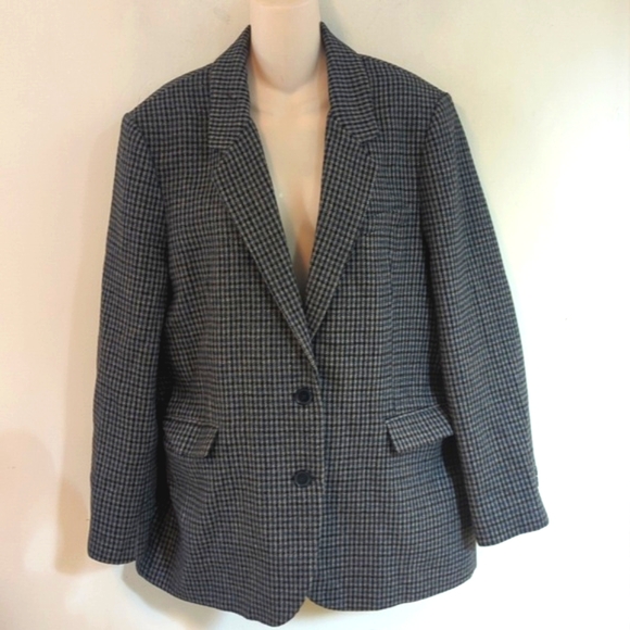 Zara Wool Blend Houndstooth Blazer XL - Picture 5 of 16